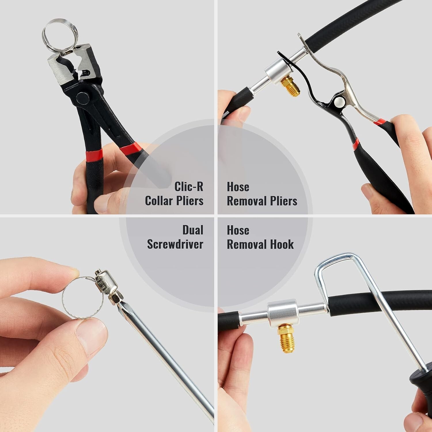 Flexible Long Reach Hose Clamp Pliers Set – Includes Clic-R & Swivel Jaw Tools