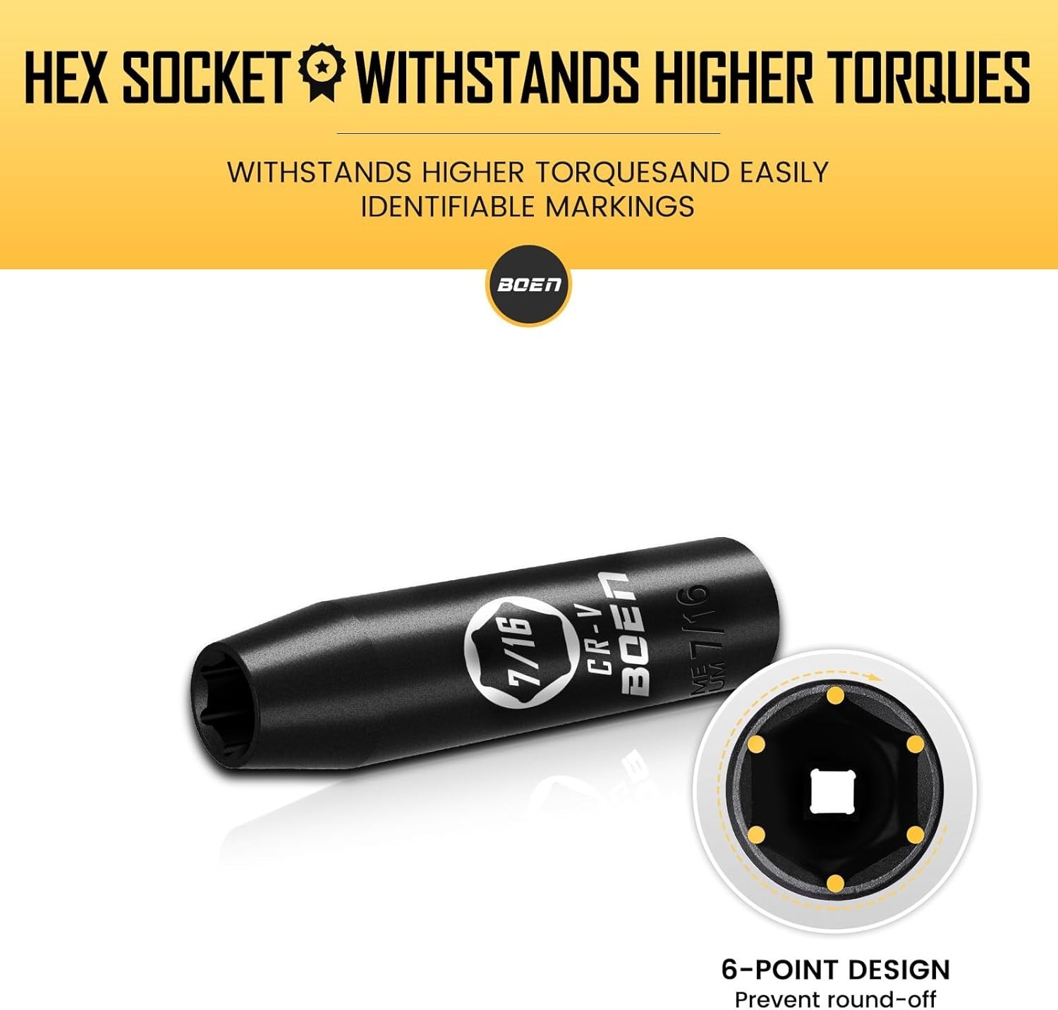 Durable 7/16″ Deep Drive Socket – CR-V Steel with Manganese Coating