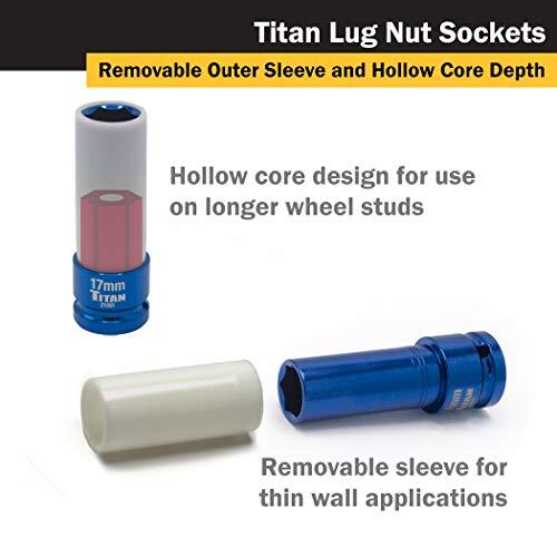 TITAN 21095 4-Piece 1/2-Inch Drive Non-marring Impact Deep Lug Nut Socket Set