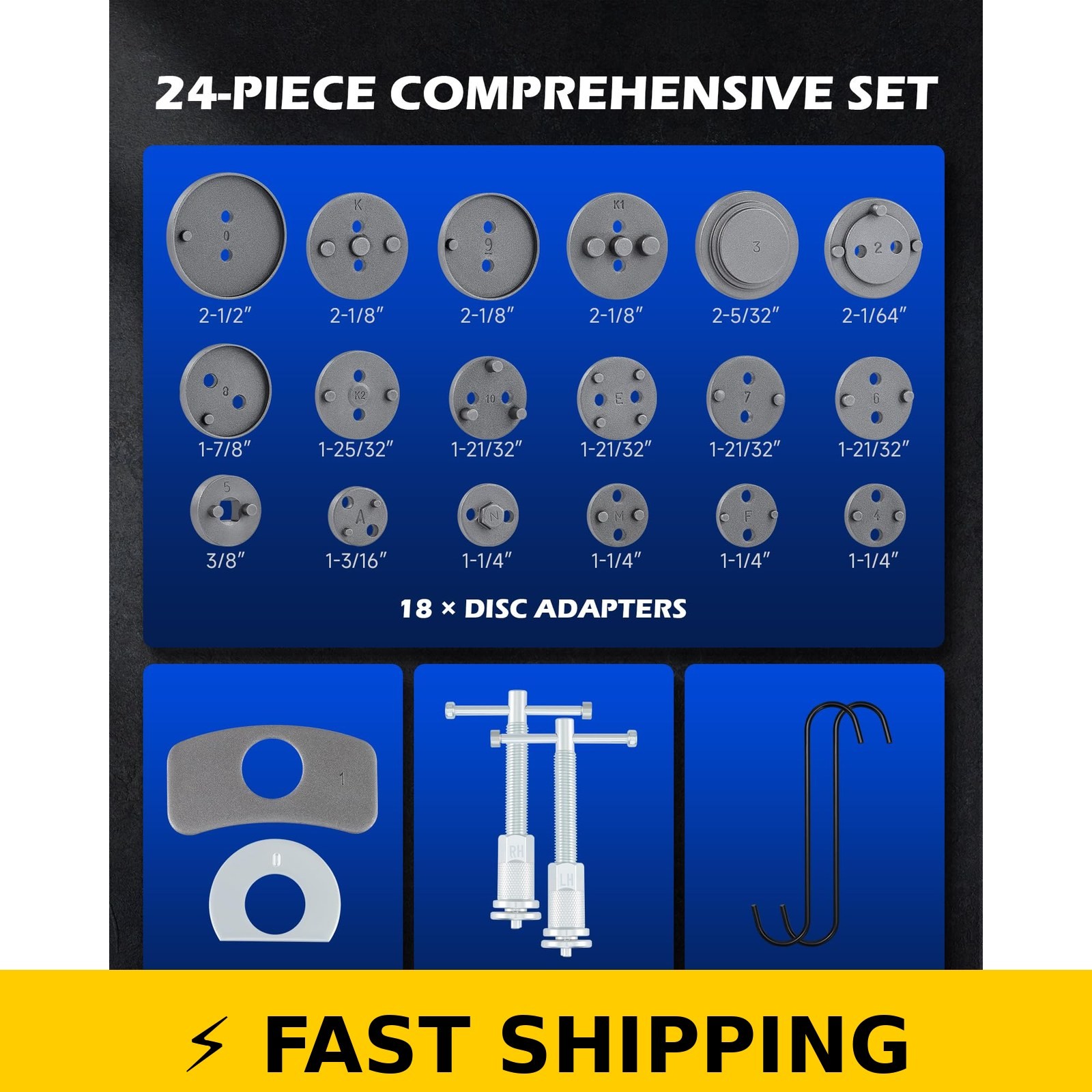 Orion Motor Tech 24pc Brake Caliper Tool Set with Blue Case