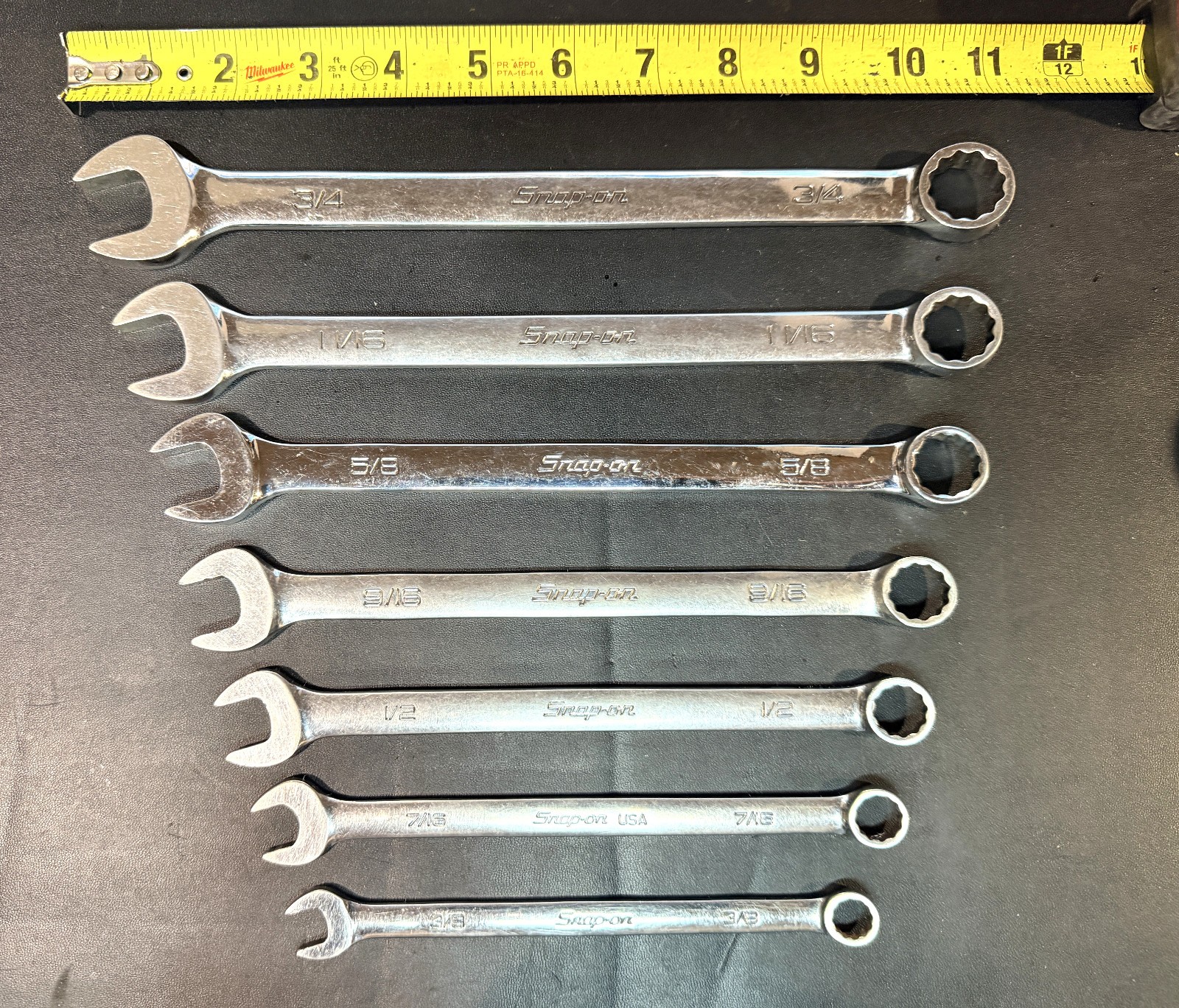 SNAP ON OEX707B 7-Pc 12-Point Flank Drive® Combination Wrench Set 3/8–3/4″ USA