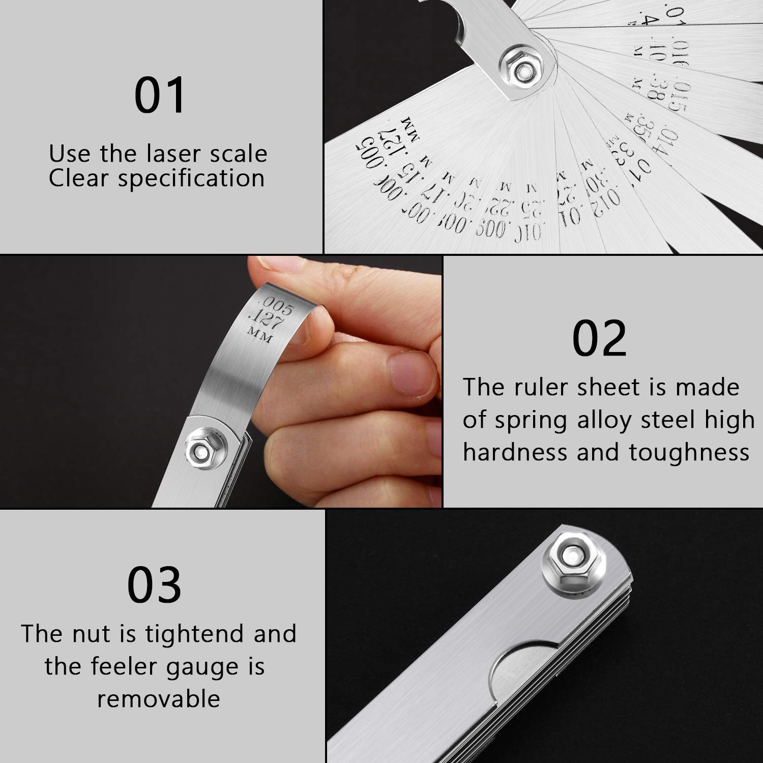 2 Pieces Steel Feeler Gauge Dual Marked Metric and Imperial Gap Measuring…