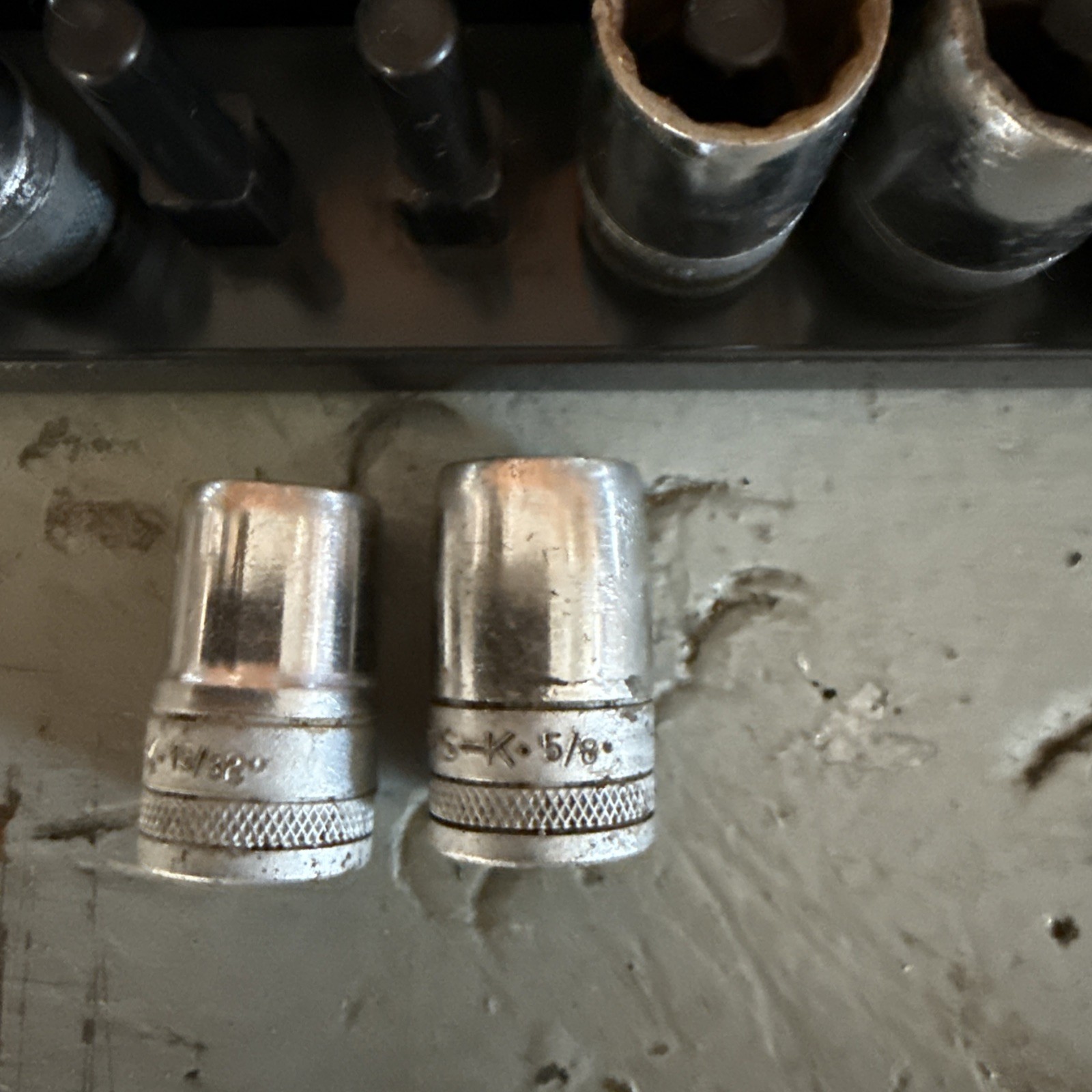 VINTAGE SK TOOLS USA 1/2″ DRIVE 14 PIECE STANDARD SAE KNURLED SOCKET SET