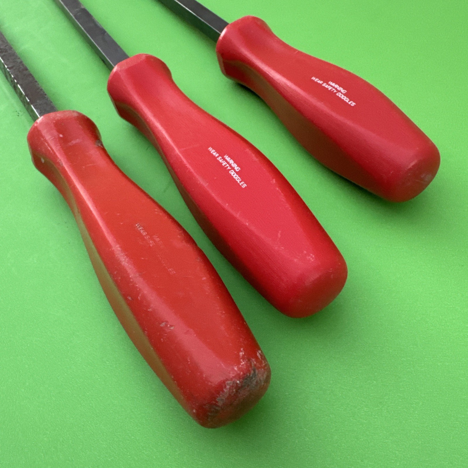 Snap-On USA RARE 3 Piece 12″, 18″, 24″ RED Hard Handle NON STRIKING Pry Bar Set