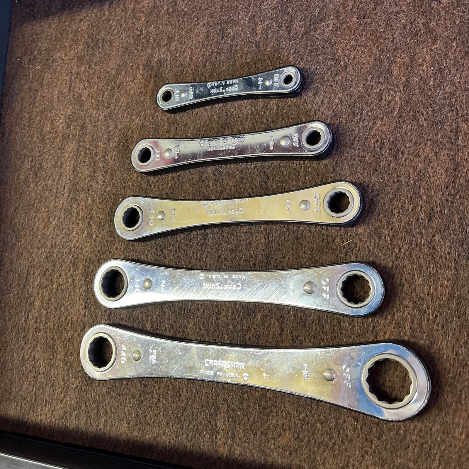 Craftsman 5pcs Ratcheting Double Box End Circle I Wrench Set 1/4″ – 7/8″ SAE USA