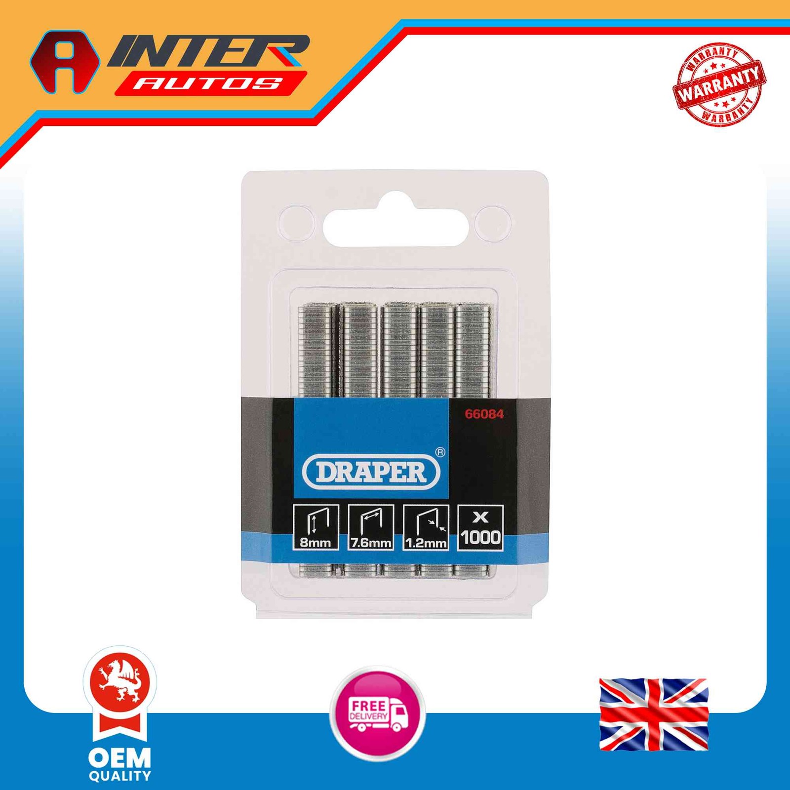 Draper Staples, 8mm (Pack of 1000) 66084