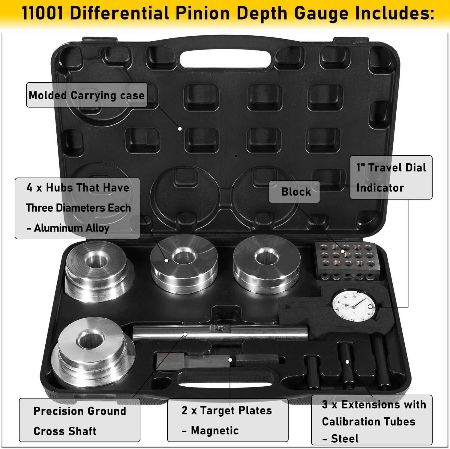 11001 Deluxe Pinion Depth Gauge Checker Tools For GM Ford Chrysler Dana 30-80