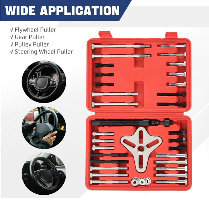 DASBET 46PCS Harmonic Balancer Puller Set, Steering Wheel Puller Kit Steering Wh