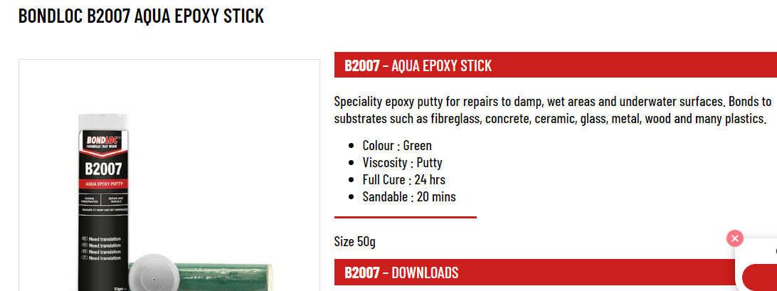 Waterproof Underwater Glue Epoxy Putty Stick Reinforced Repair Bondloc Aqua