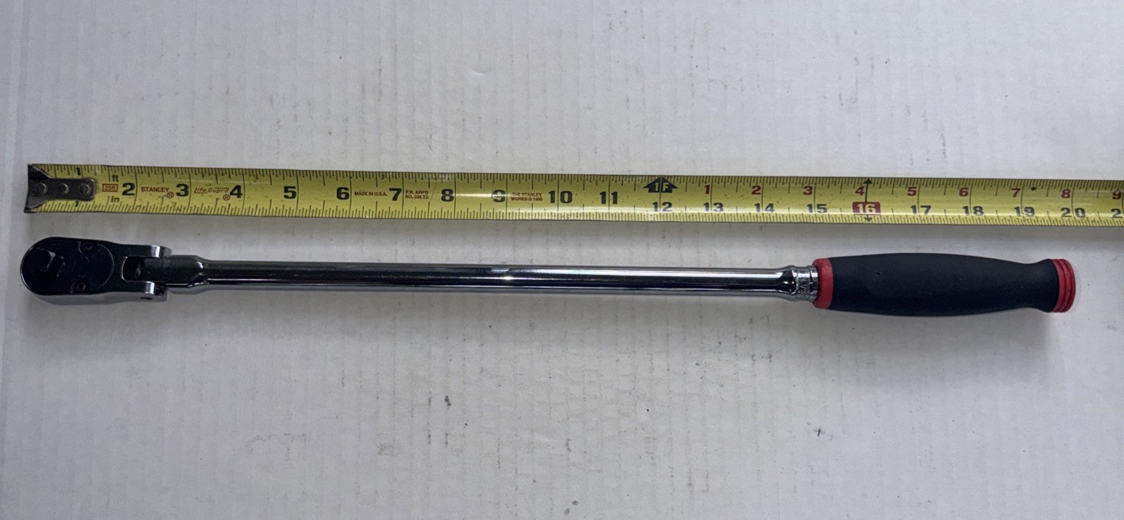 Snap-On FHLLF80 Extra Long Handle 3/8″ Drive Flex Head Ratchet Red Soft Grip