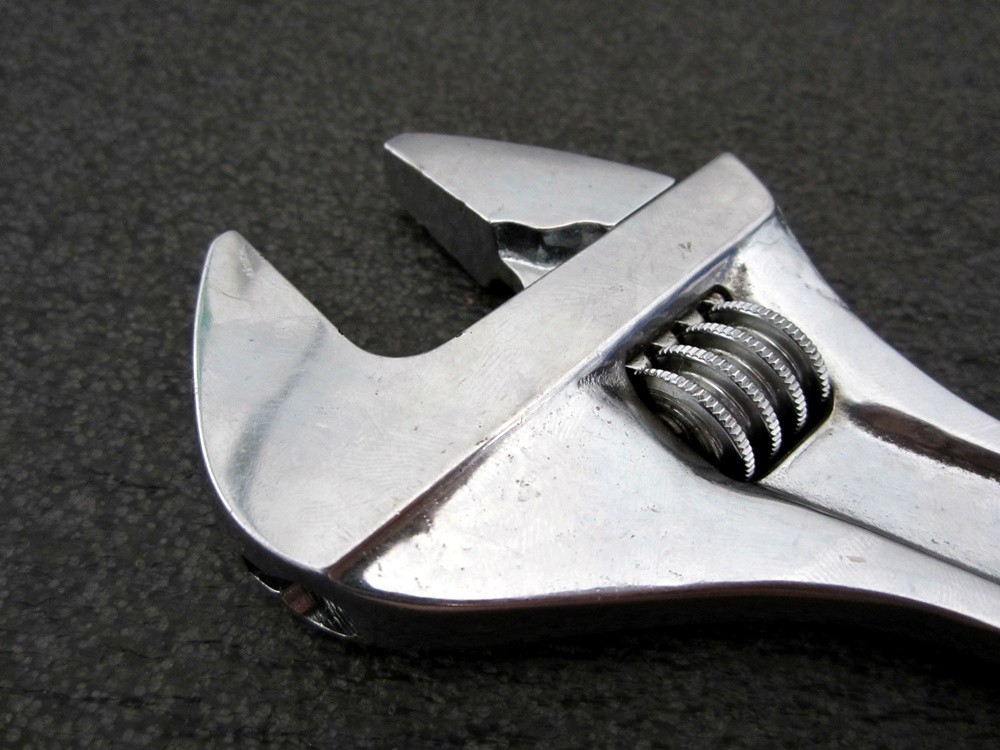 Vintage Snap-on 10″ Adjustable Wrench AD10 Chrome Underline USA