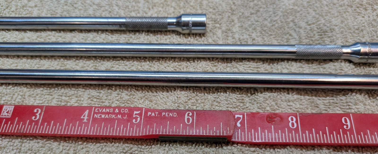 Three Snap-on 1/4″ Drive TMXK6 6″, TMXK100 10″ & TMXK140 14″ Knurled Extensions