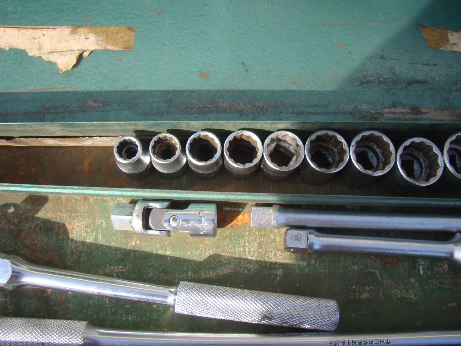 Vtg Thorsen 18pc 1/2″ Drive Socket Set 1218 Made In USA Ratchet SAE 12 Pt