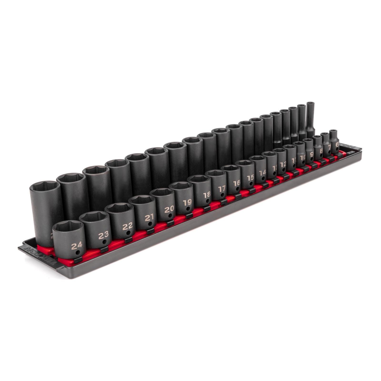 Tekton SID91211 3/8″ Drive 6-Point Impact Socket Set, 38-Piece