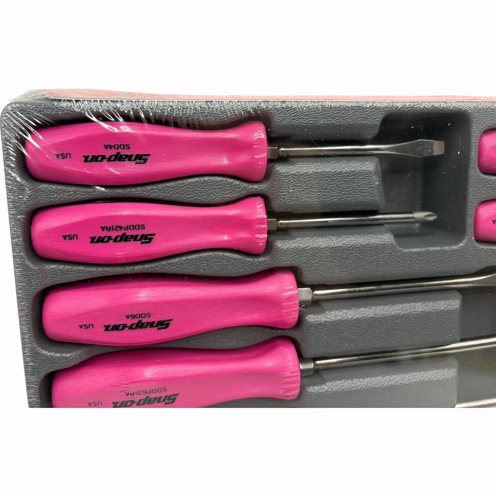 Snap On Tools Pink Hard Handle Combination Screwdriver Set SDDX70APP 7 Piece New