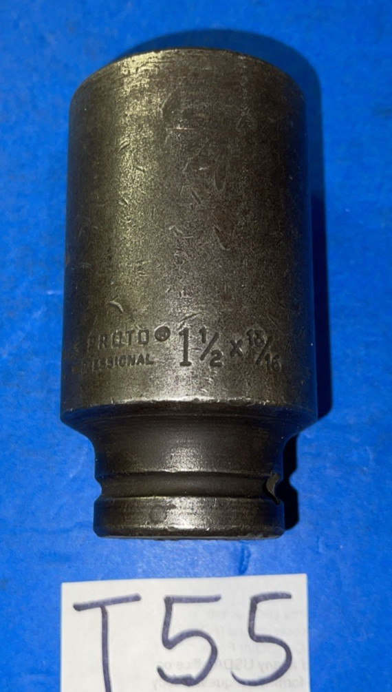 PROTO TOOLS 1 PIECE 3/4 DRIVE SAE. BUDD WHEEL IMPACT SOCKET 13/16-1-1/2