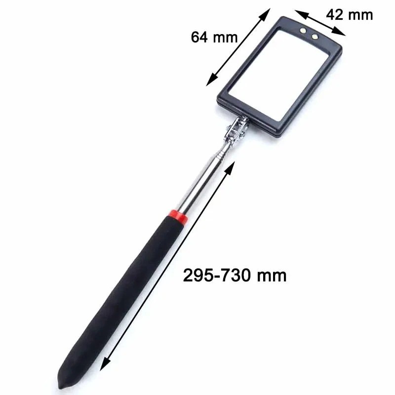 Telescopic LED lit Mirror Inspection Extending Swivel Car Garage Mechanics Chrom