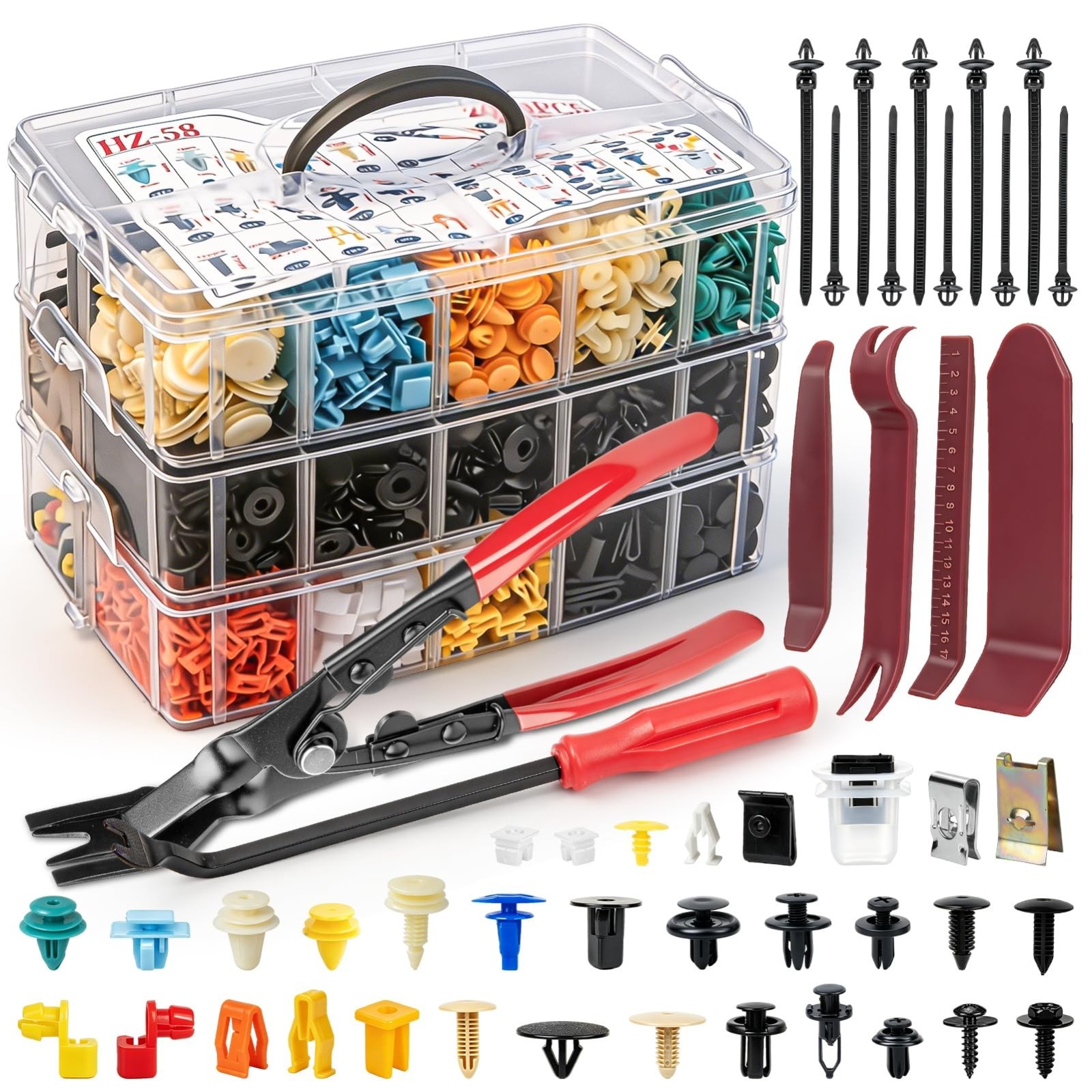 2080PCS Automotive Retainer Clips & Trim Removal Tools – 32 Sizes Push Rivets, F