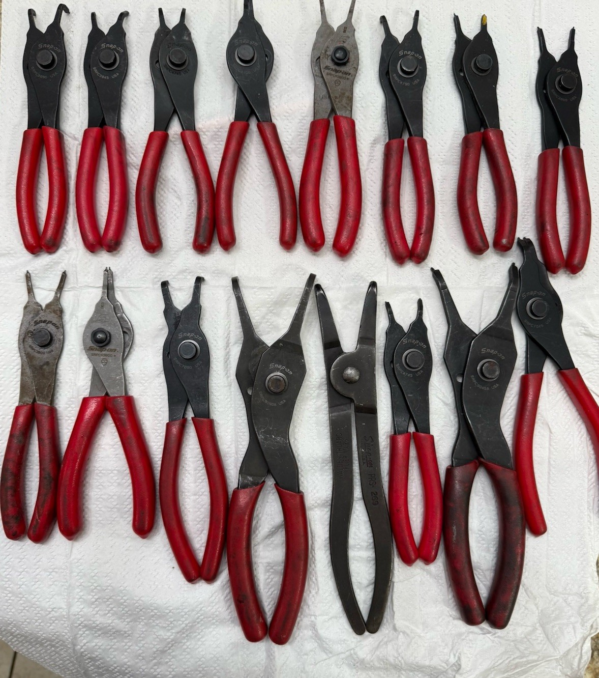 16 Snap On Snap Ring Pliers All Different Sizes Please See Pictures Adjustable