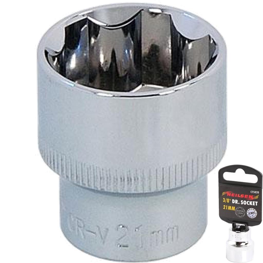 Neilsen 3/8″ Drive Standard Shallow Square Metric Single Socket 21mm