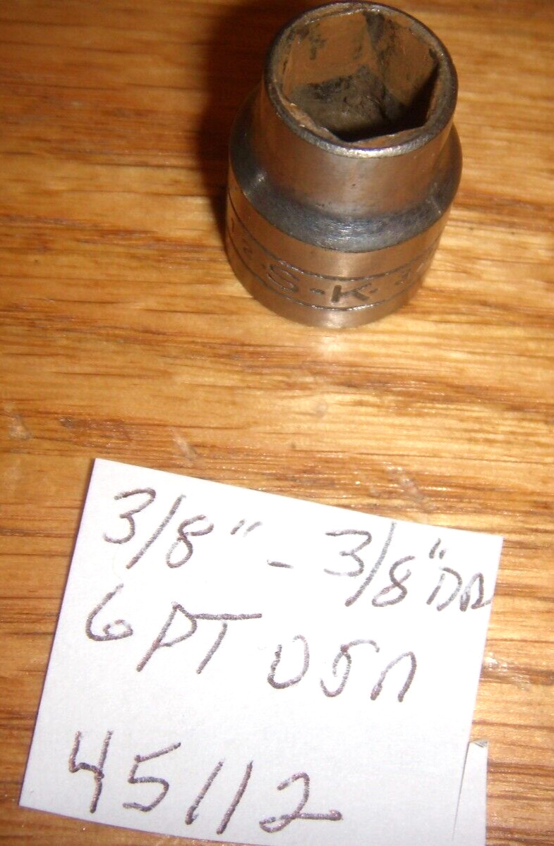 VINTAGE S-K 3/8″ X3/8″ DR # 45112 «SOCKET «6PT USA CHROMED SHALLOW DBL LINE