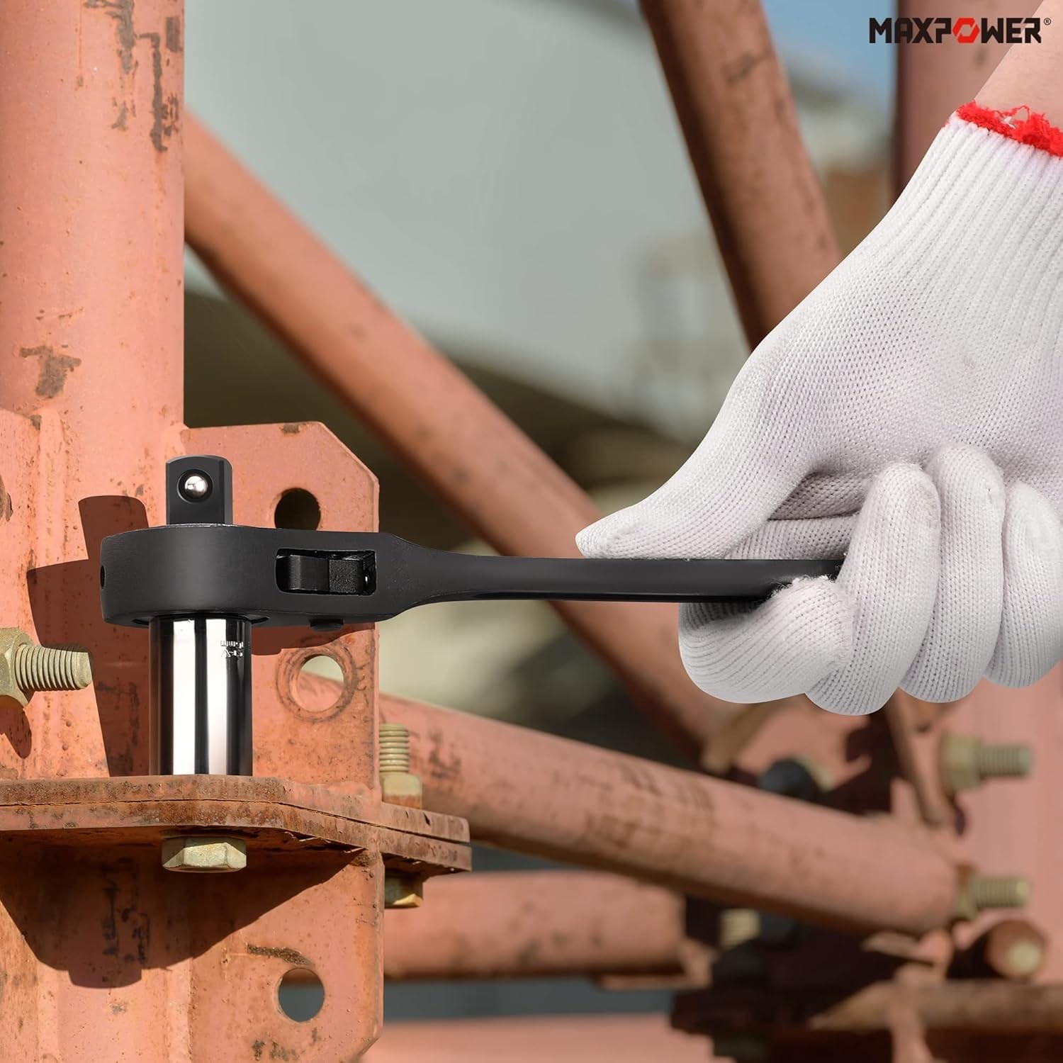 2PCS Dual Drive Head Ratchet Wrench, 1/2″ x 3/4″ Spud Ratchet 16 inch