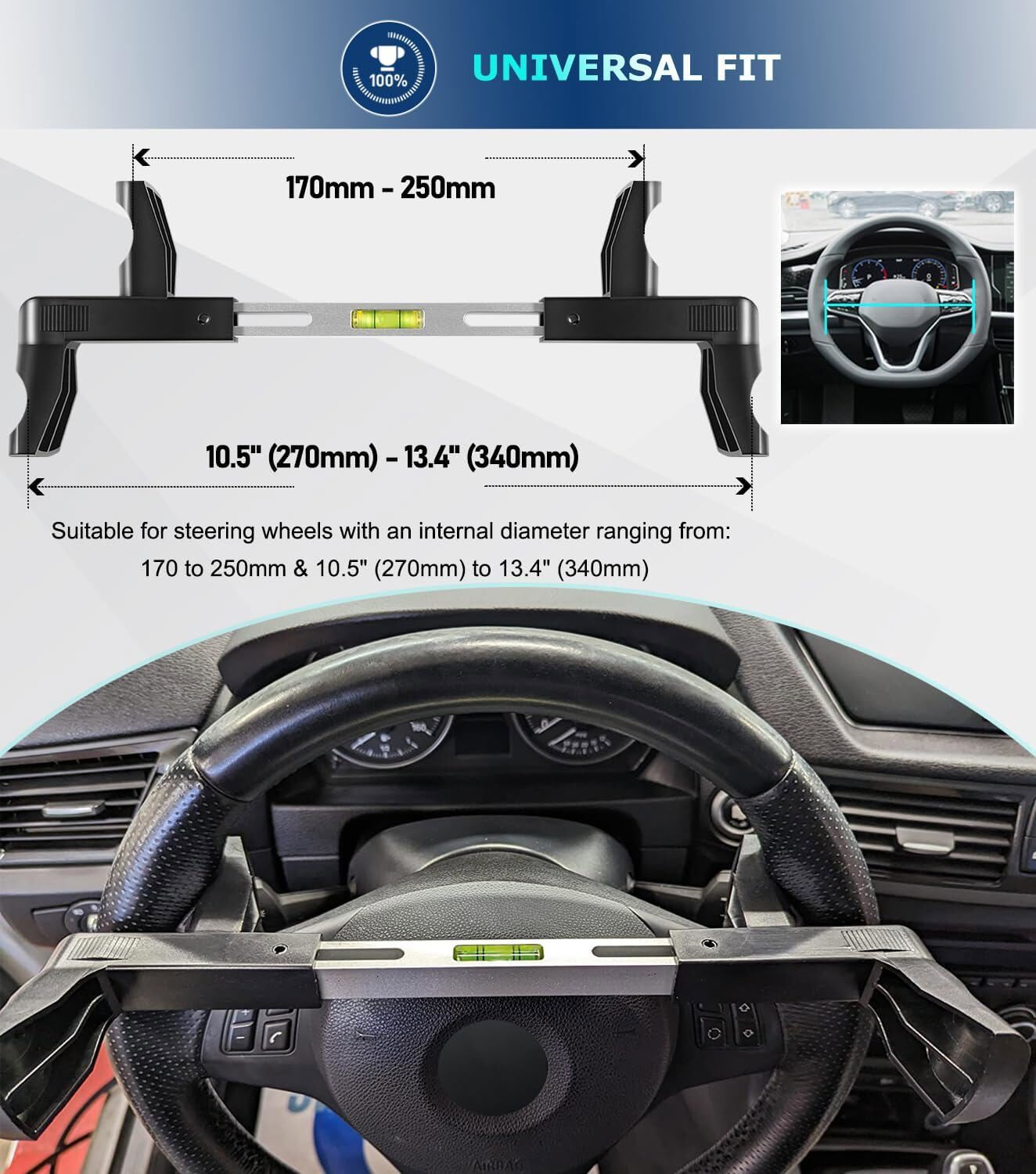 Steering Wheel Level Alignment Tool for Most Vehicle 170mm-250mm and 270mm-340mm
