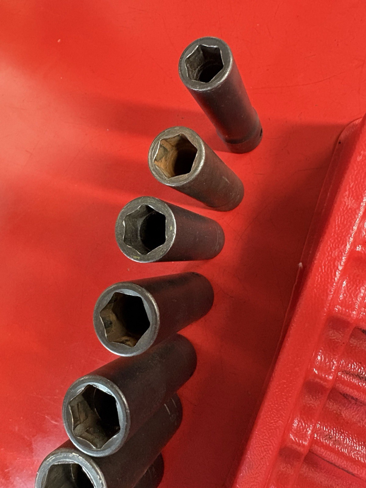 Snap-on 9 pc. 1/2″ drive 6 pt. SAE Flank Drive Deep Impact Socket Set 309SIMYA