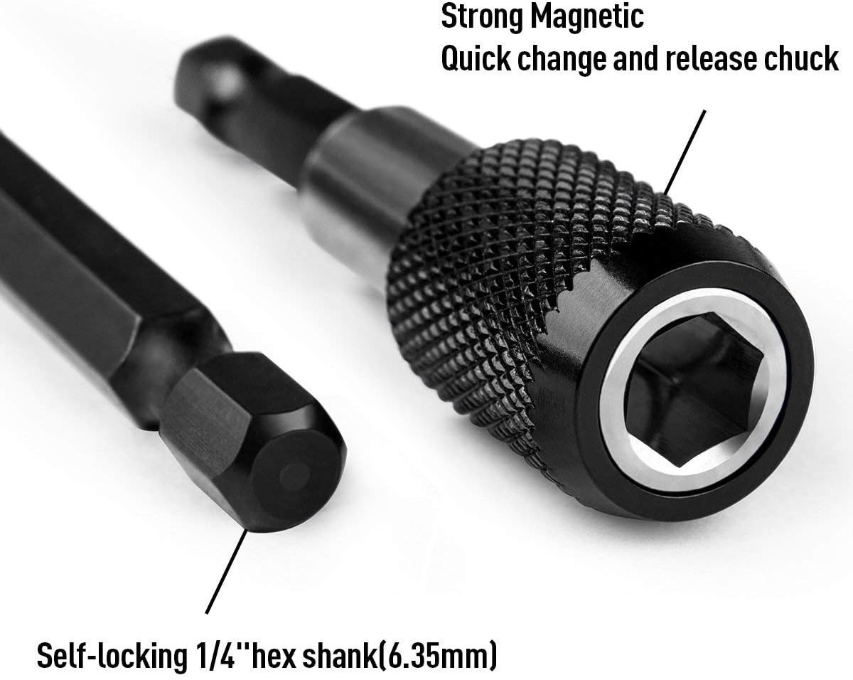 Efficient 3-Pc 1/4 Inch Hex Shank Magnetic Bit Holder Set for Easy Installation