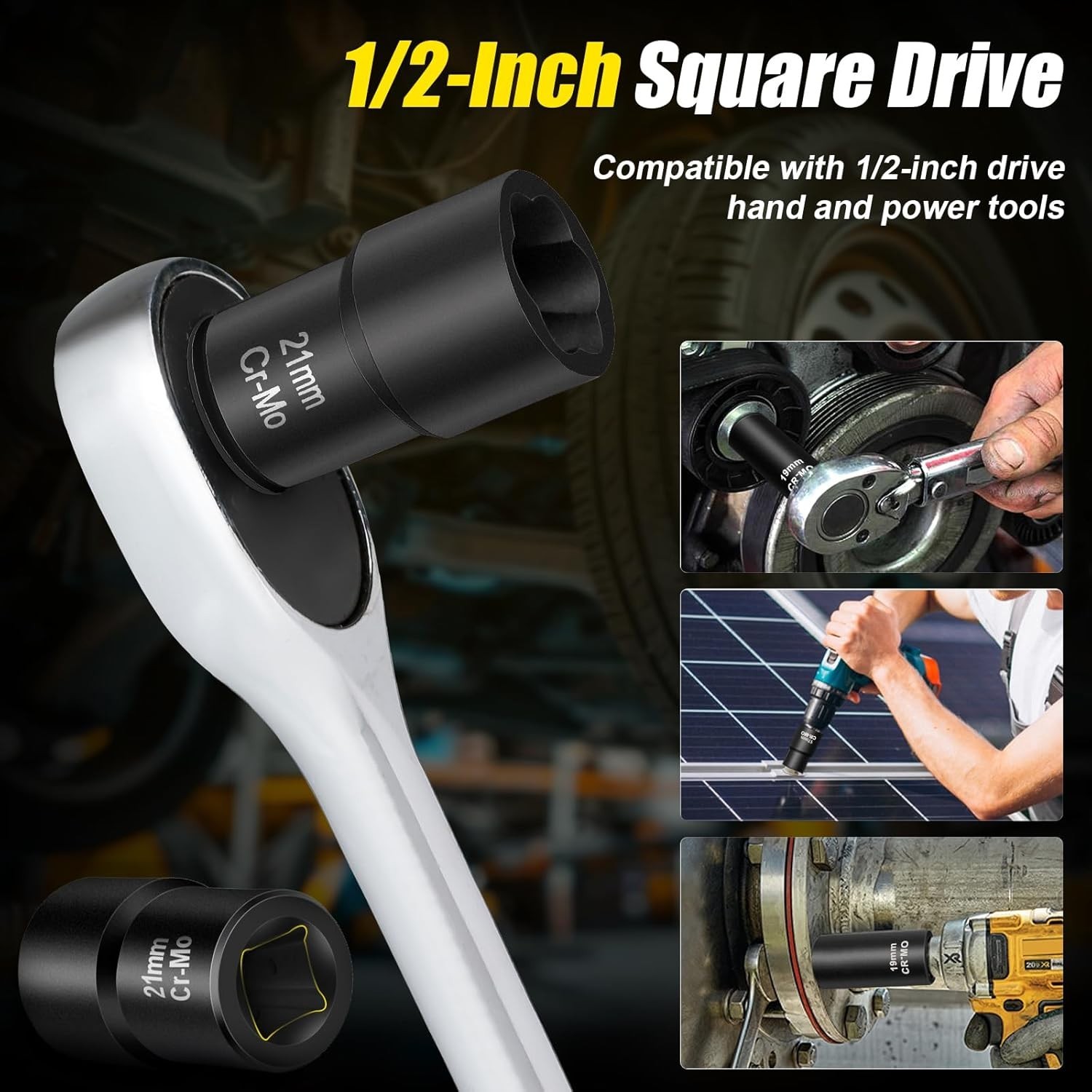 10-Piece Lug Nut Remover Set – Chrome Molybdenum Steel Impact Tool Kit