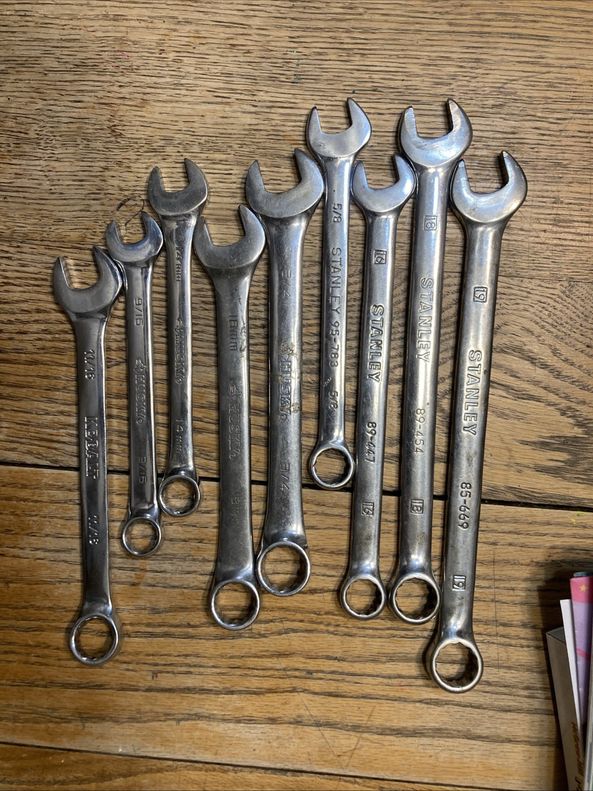 Stanley Kobalt Husky Large SAE Metric Combination Wrench Mixed Lot Of 9
