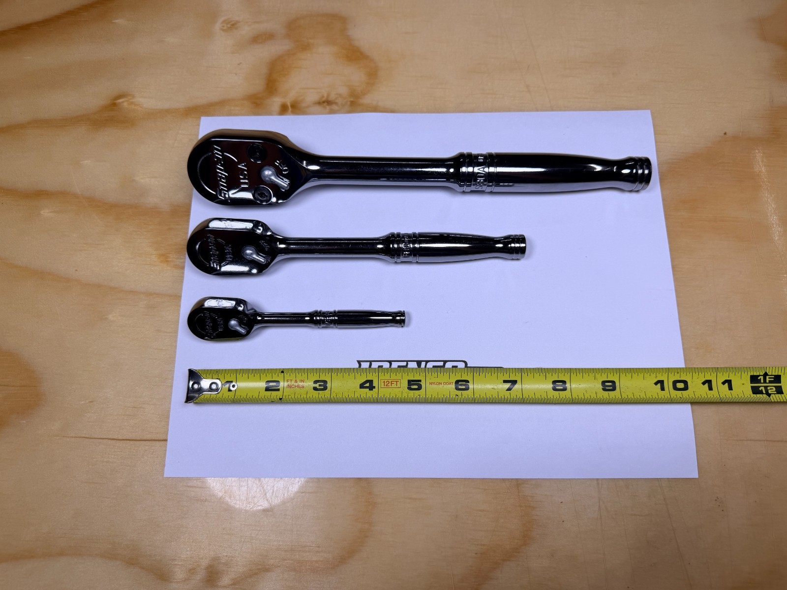 Snap-on Tools NEW 3pc Mix Drive Chrome Fixed Head Ratchet Set T72 F80 S80A RAT80