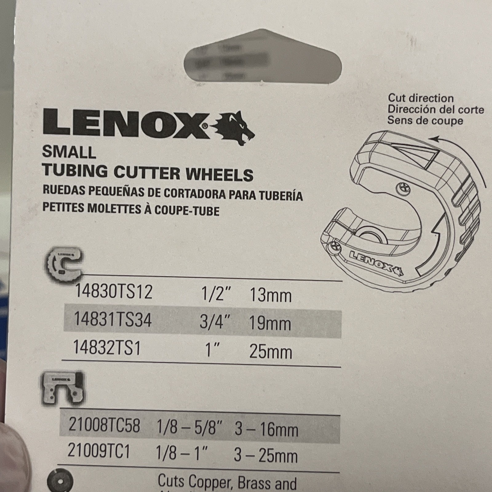Lenox Small Cutter Wheel Copper Alum Brass 5/8 1921697 Miniature New 1 Pack