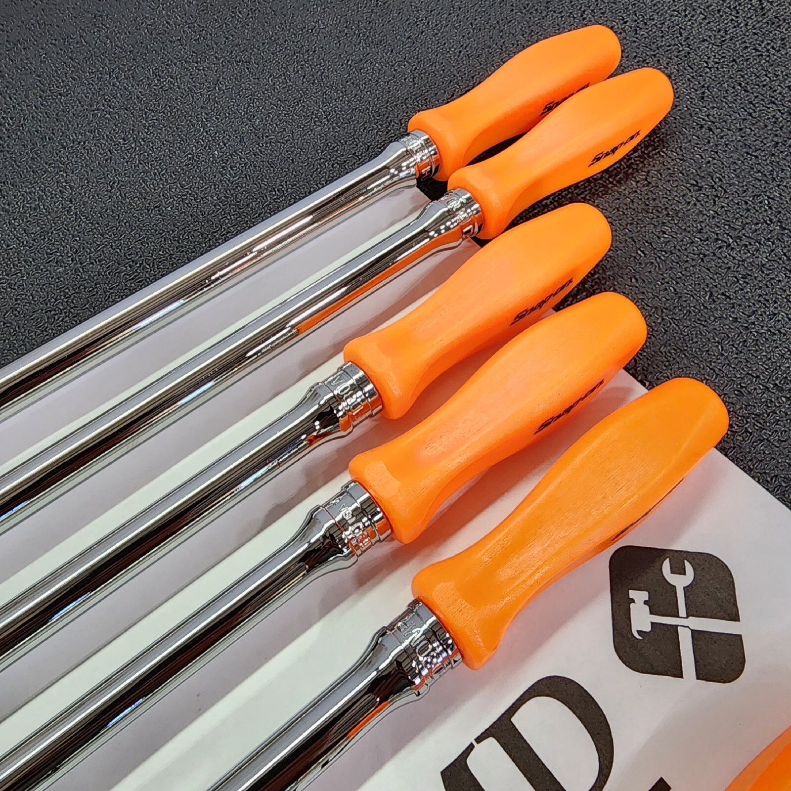 Snap-on Tools USA NEW 7pc ORANGE Hard Handle 3/8″ Drive Fixed Flex Ratchet Set