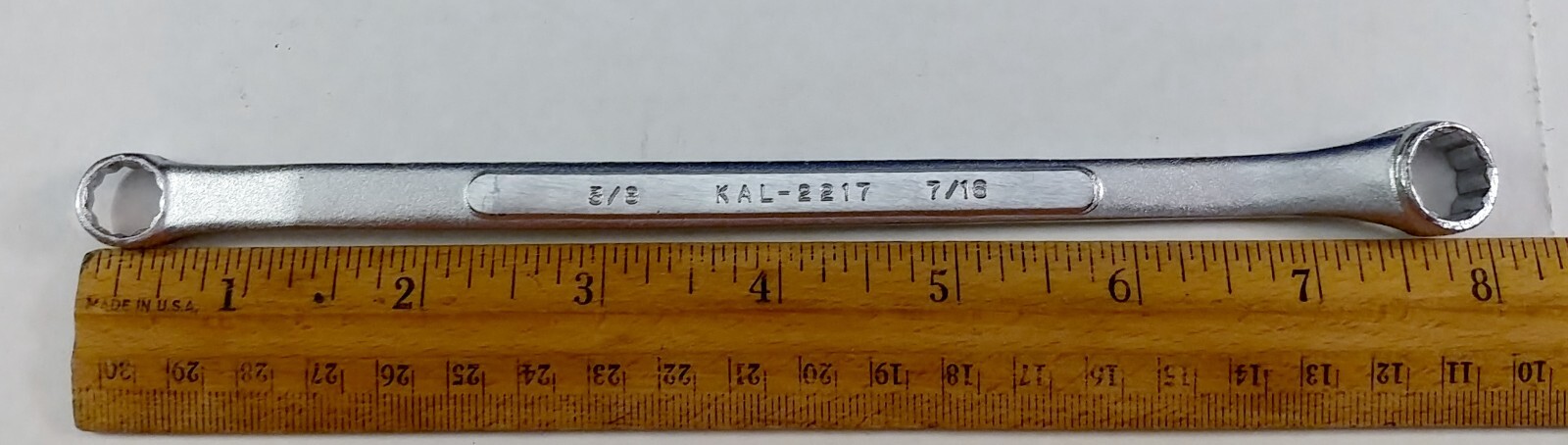 KAL 2217, 3/8in. X 7/16in. 12pt Box End Wrench, Length 8in., Japan