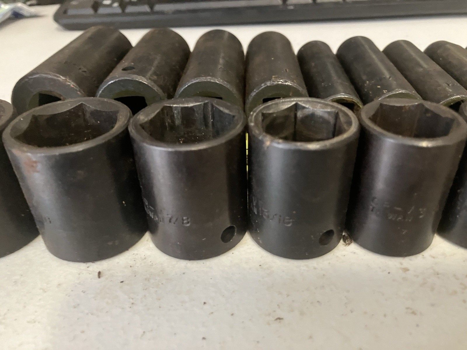 Lot of 19 Deep & Med Well 1/2” Drive Impact Sockets – SAE – Read Desc.