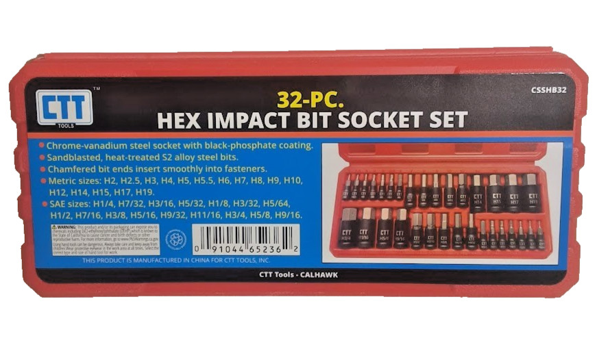 32PC Hex Allen Master Socket Impact Bit Set S2 Steel | SAE & Metric S2 Steel