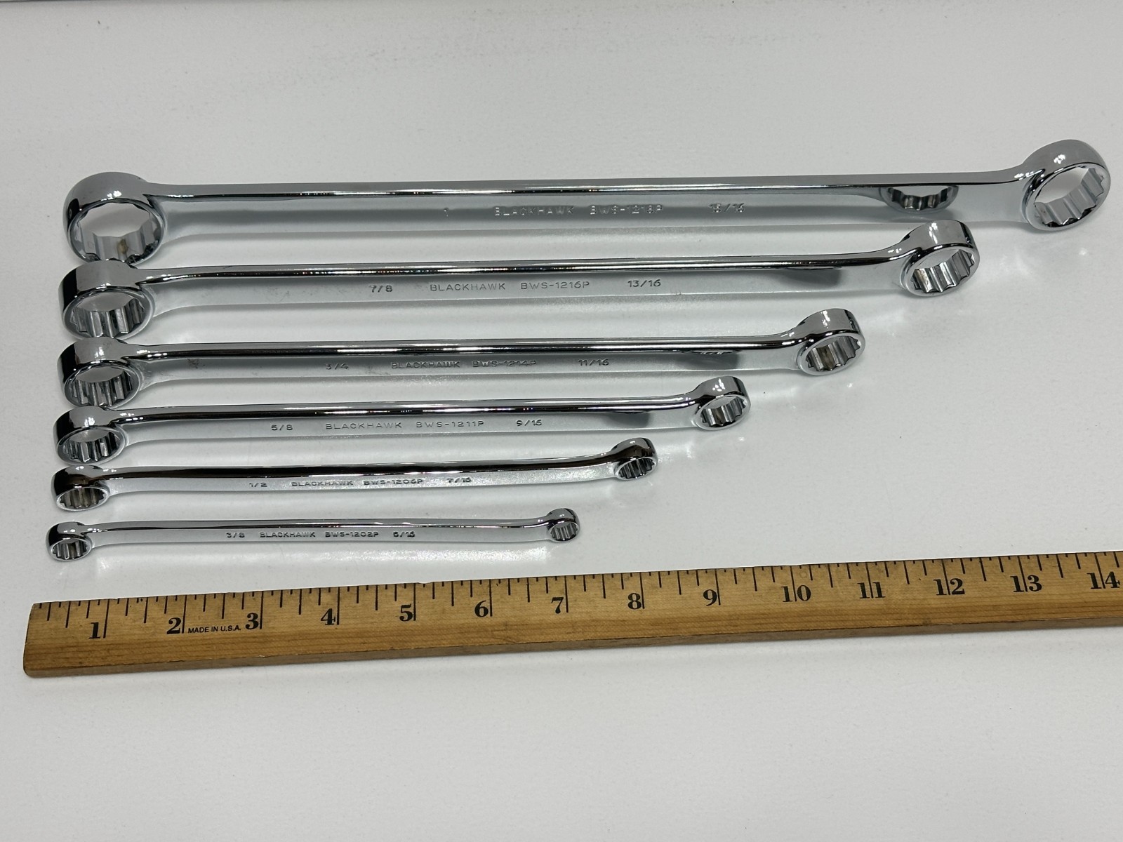 Blackhawk Tools USA 6pc SAE 5/16-1” BWS LONG Polished Double Box End Wrench Set