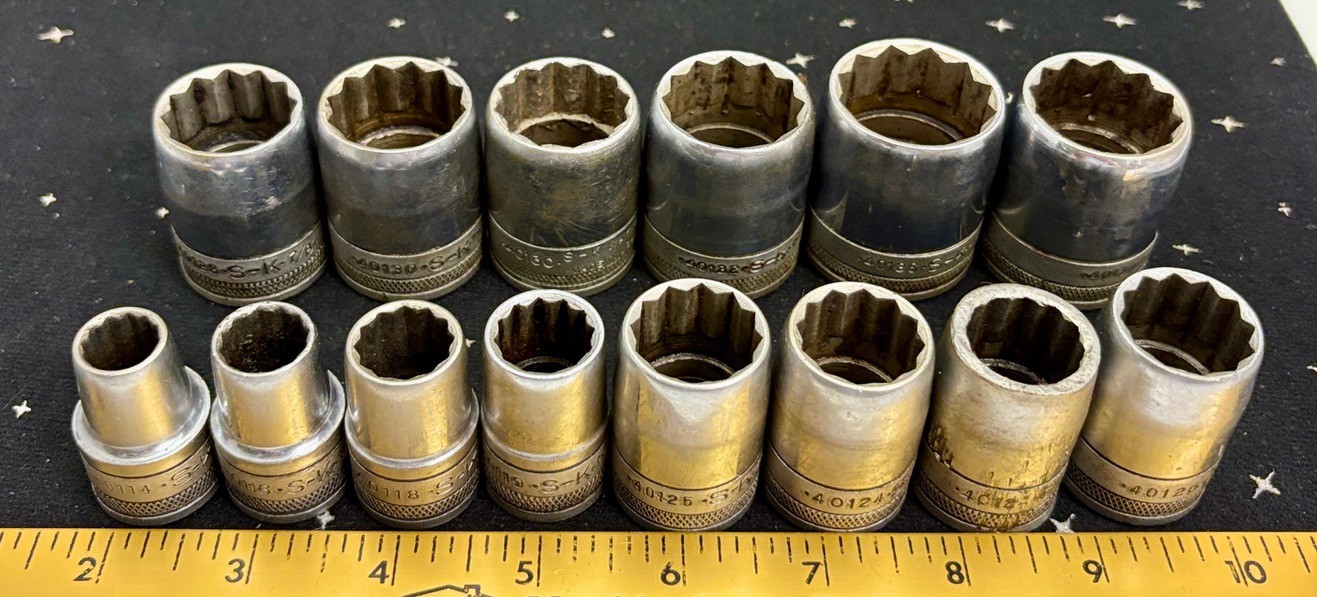 VTG S-K Tooks 14 Piece Set 12 Point Sockets 7/16″ To 1-1/8″ 40114-40136 USA