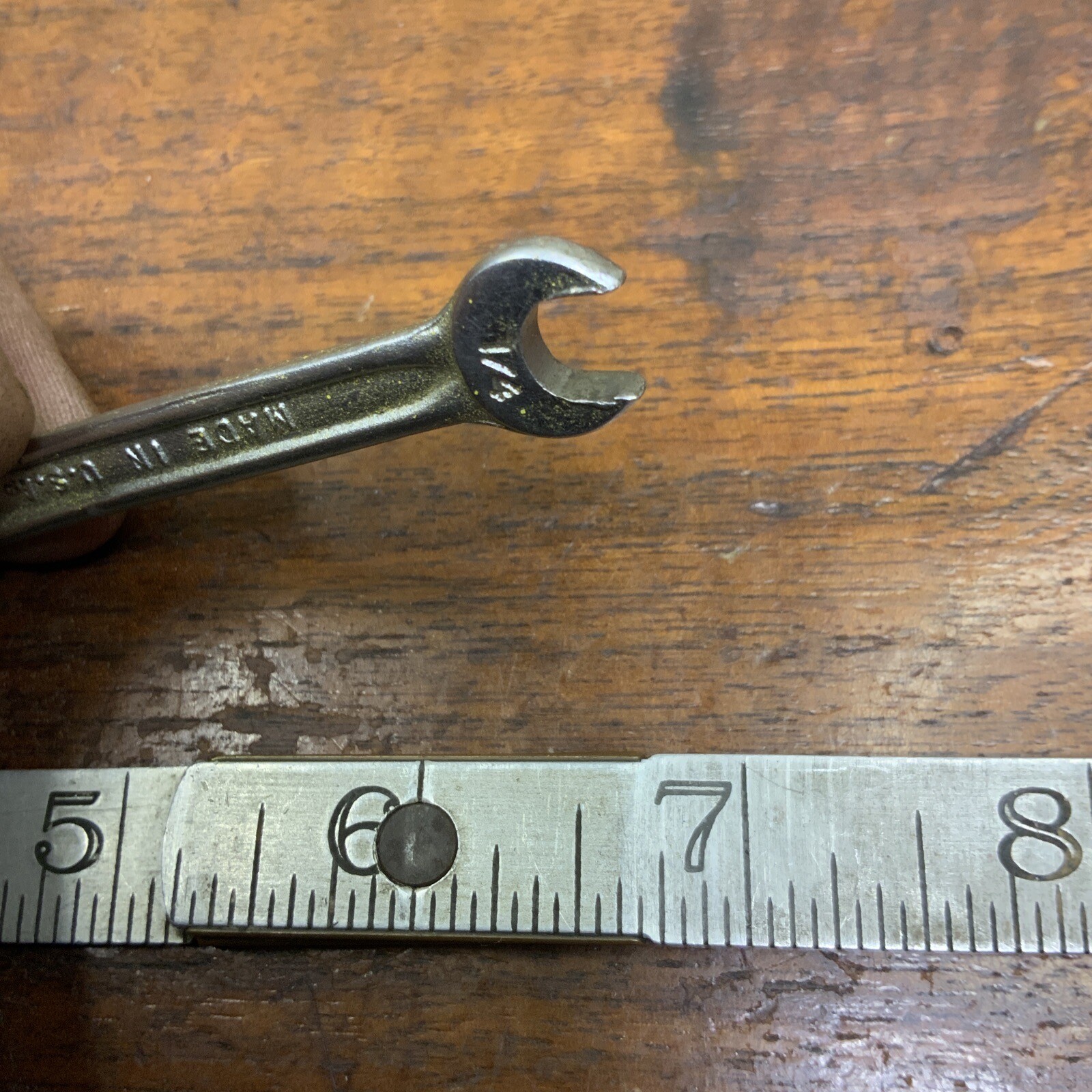 Vintage Indestro USA P20 5/16 In X 1/4 In Midget SAE Open End Wrench Miniature