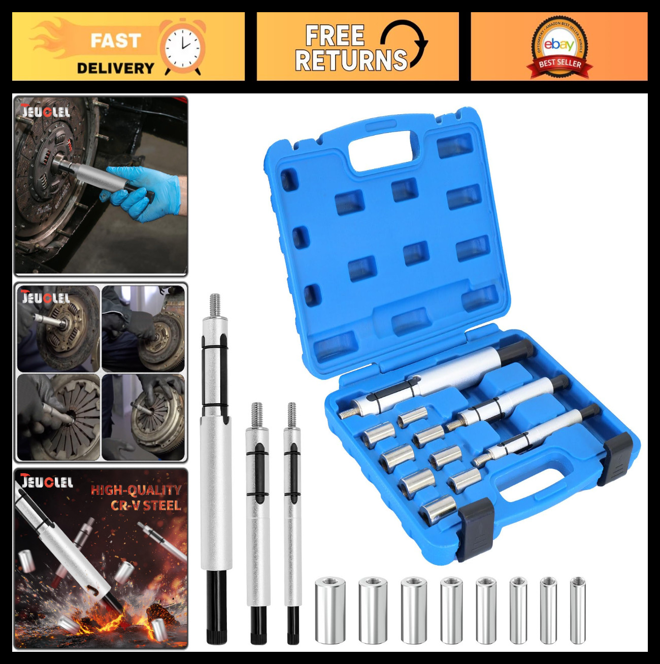 11PCS Heavy Duty Clutch Alignment Tool Kit – Metric Disc & Flywheel Centering Se