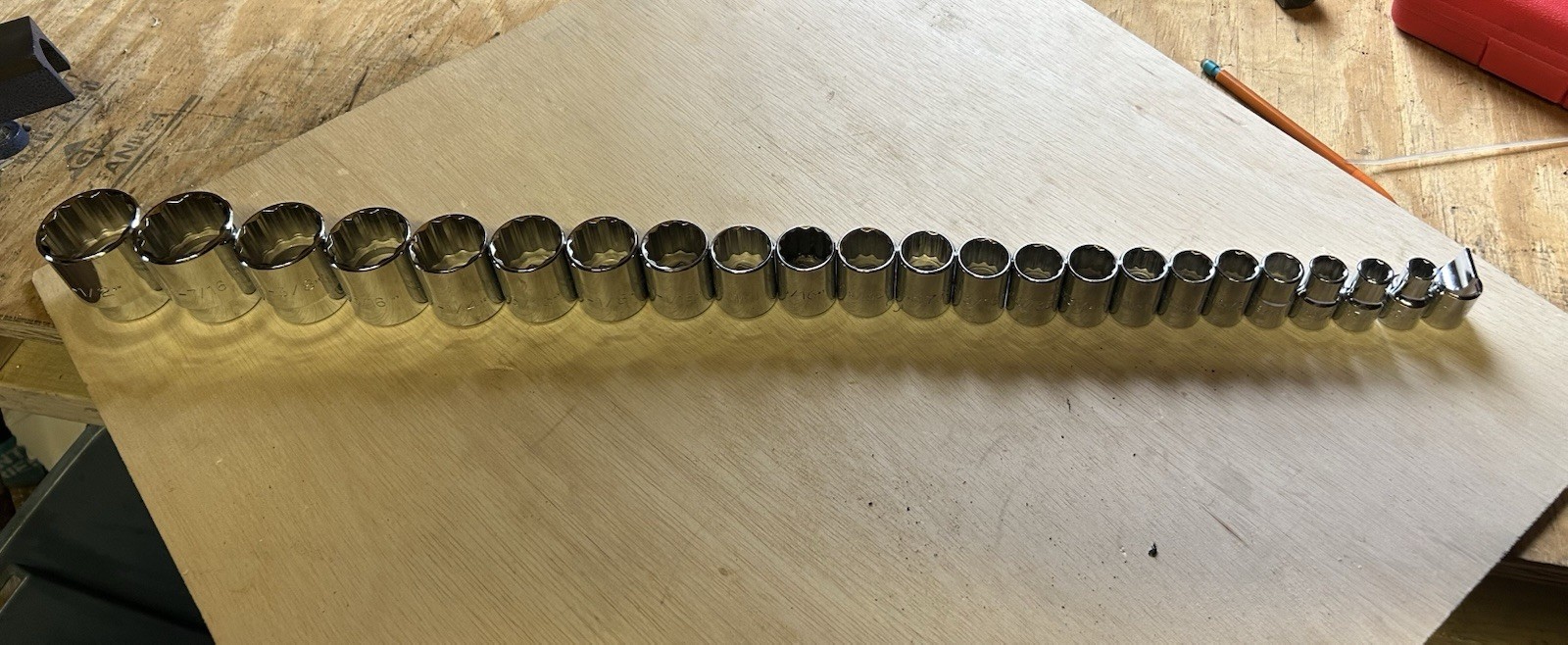 PROTO Socket Set: 1/2 in Drive, 23 Piece, 12-Point, SAE, 3/8 in to 1 1/2 in