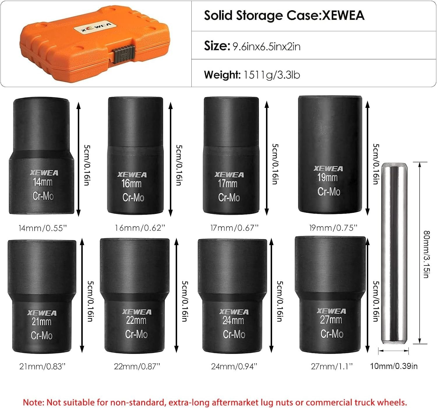 9PCS Lug Nut Extractor Set, 1/2″ Drive Impact Bolt Nut Remover Socket Tool, W…