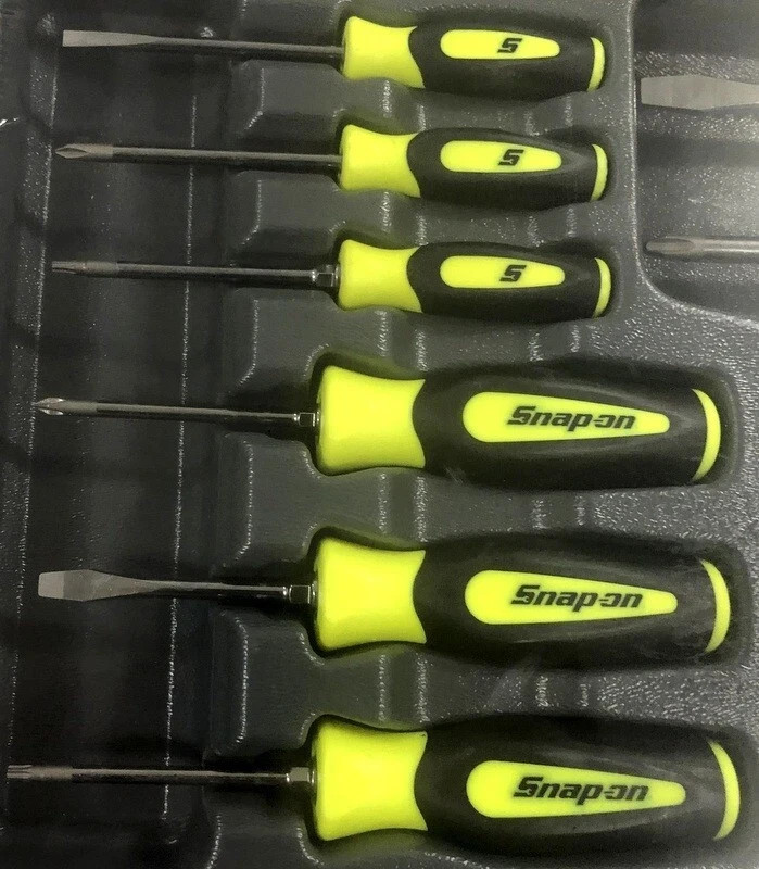Snap-On sgdxw120bh 12 pc soft grip combination screwdriver set hi-viz NEW USA