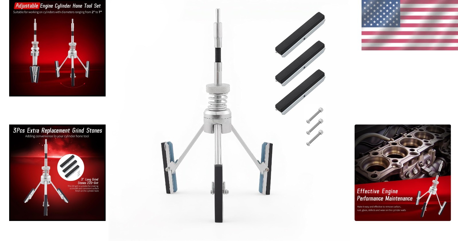 Cylinder Hone Tool Adjustable Engine Honing Tool for 2 to 7 Inch Cylinders