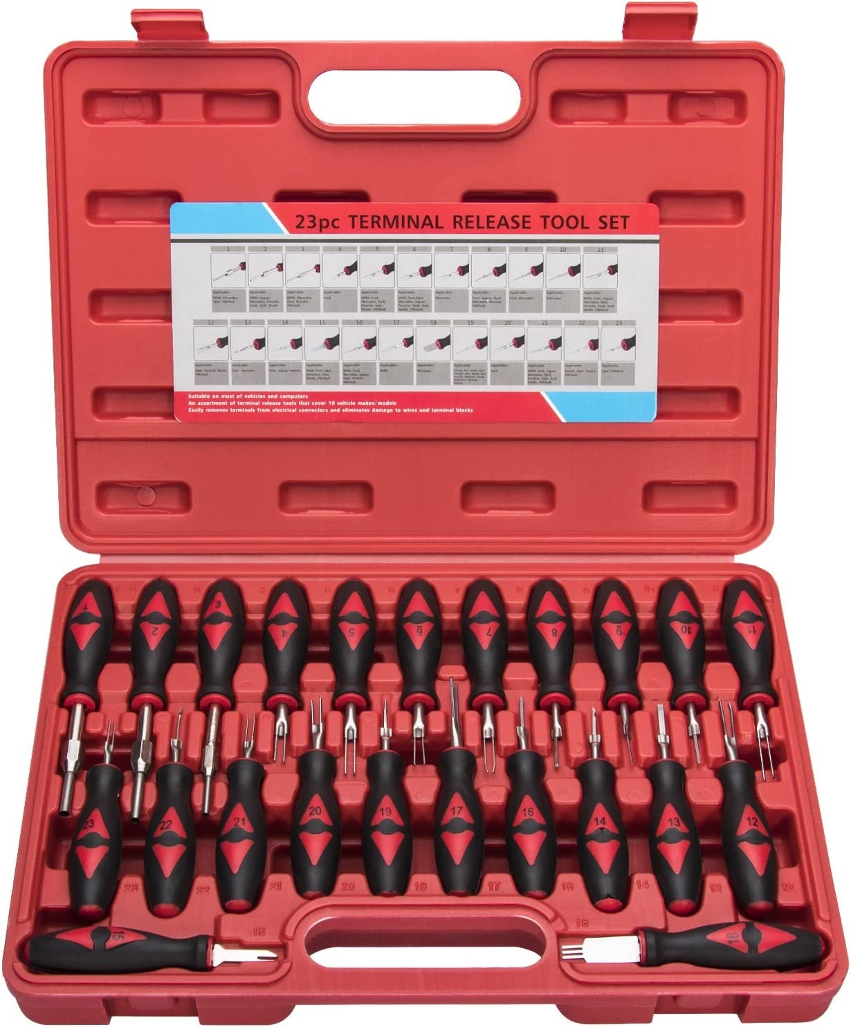 23pcs/set Universal Automotive Terminal Release Removal Remover Tool Kit + Case