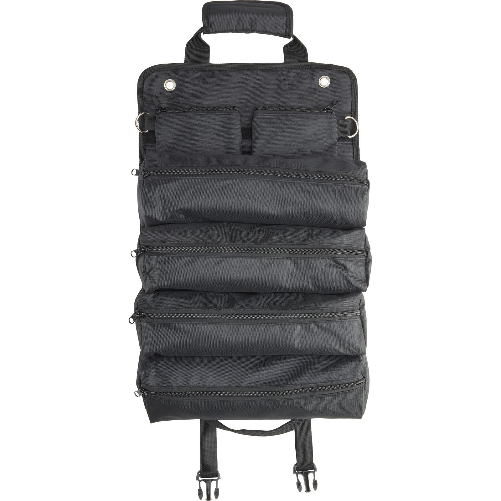 Black Canvas Roll Up Tool Bag Organizer With Zipper Pockets