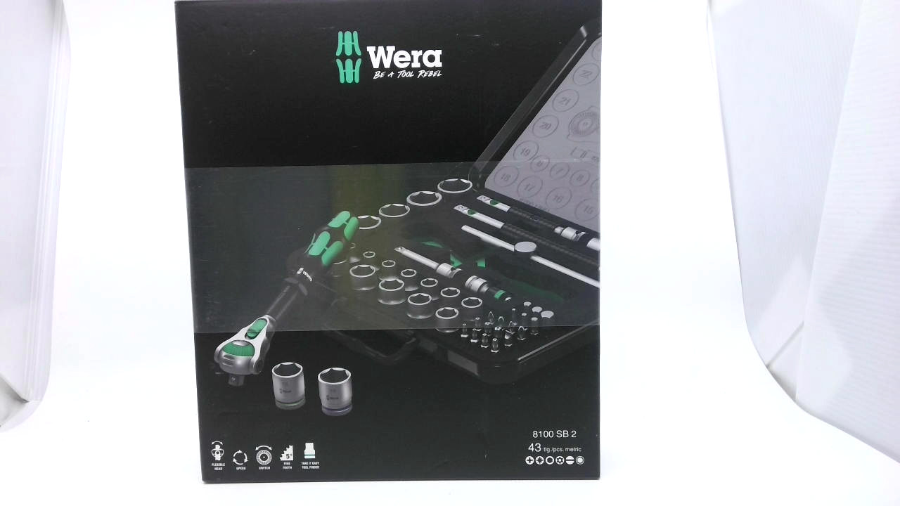 Wera 8100 SB 2 Zyklop Speed Ratchet, Sockets, Bits and Accessories Set, 3/8″ Dri