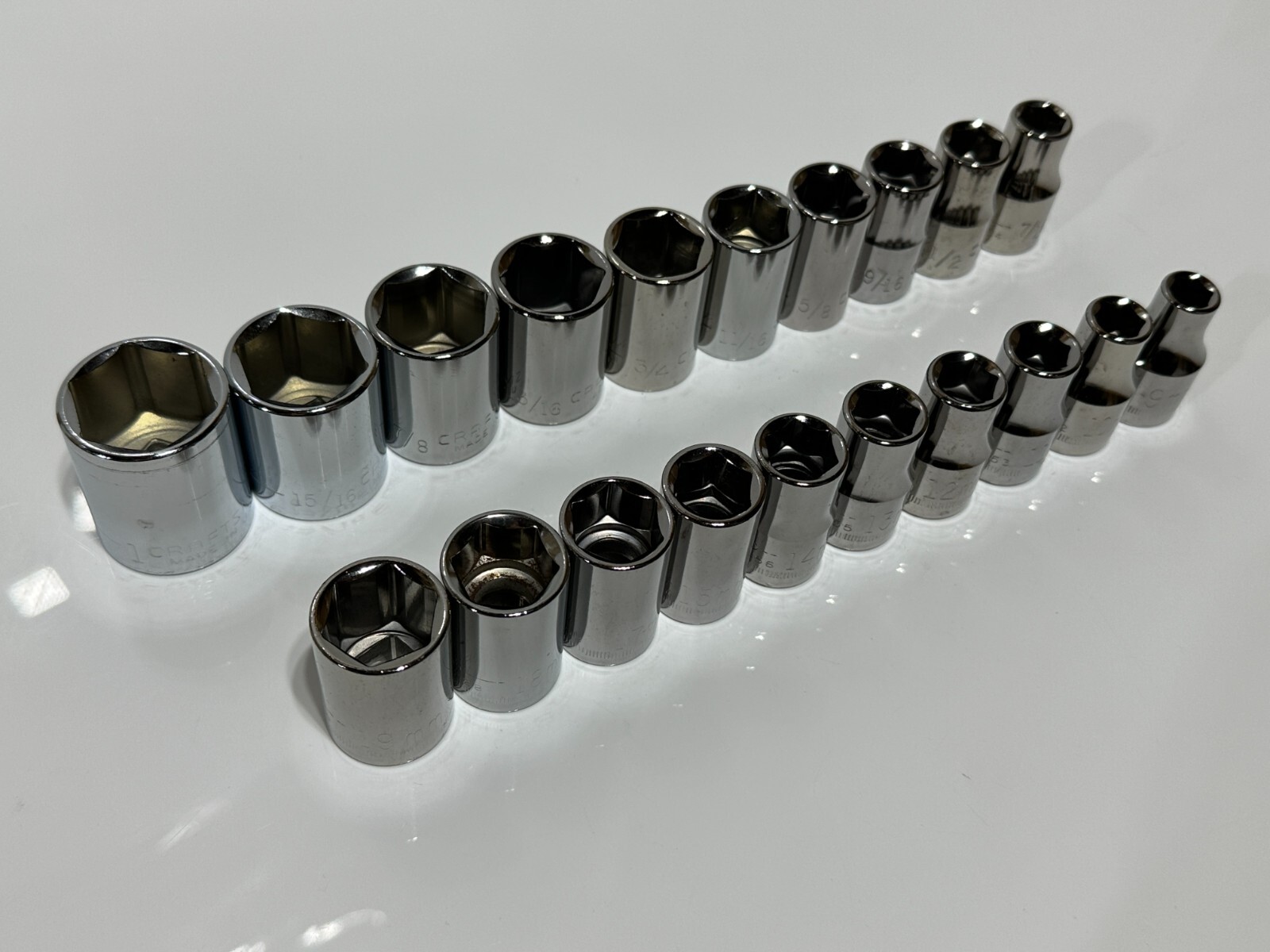 Craftsman USA G (NOS) 20pc SAE & Metric Shallow Socket Set – 1/2″ Drive, 6 Point