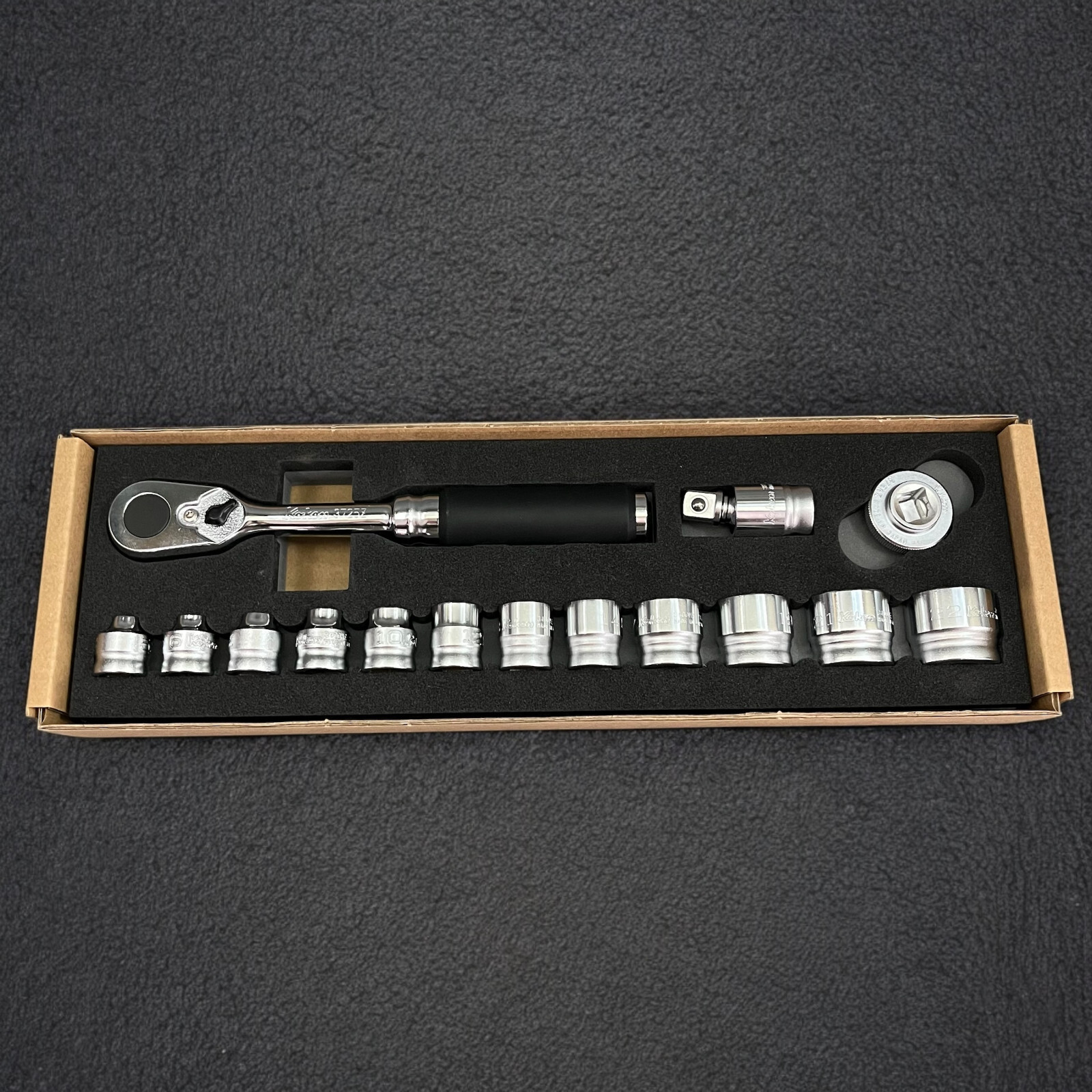 Ko-ken 3285ZA 3/8 Sq. Dr. 15-Piece Z-Series 6-Point Metric Socket Set 5.5-22mm